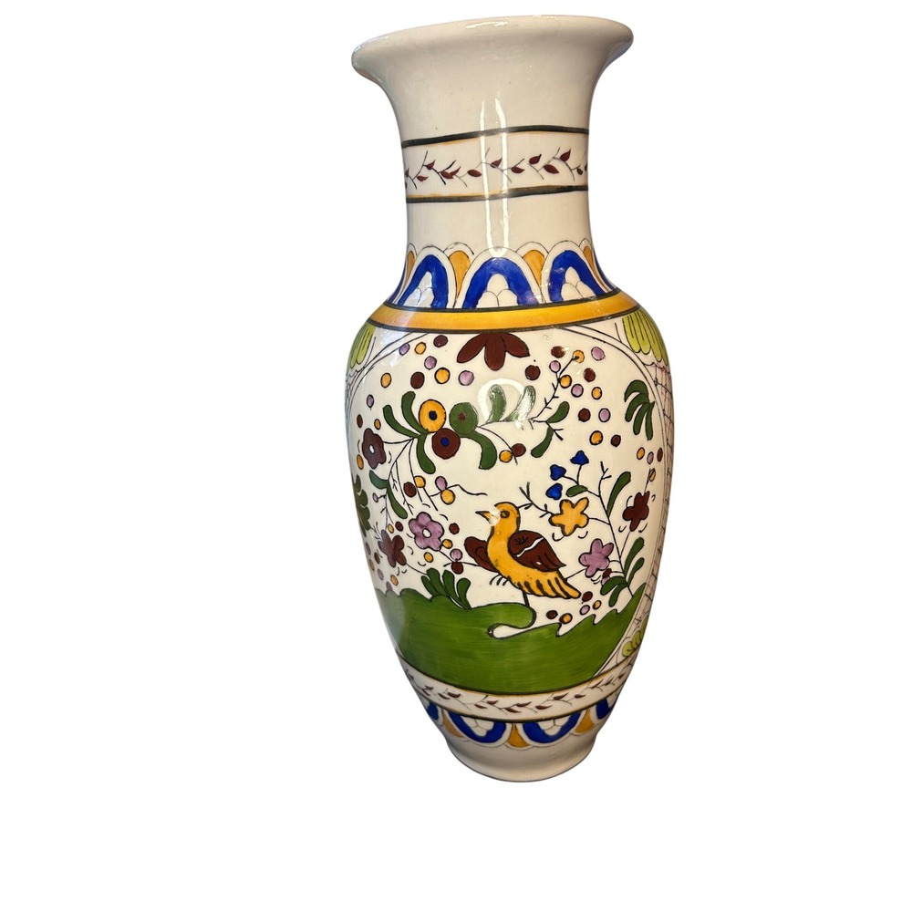 12" Floral Bird Vase Decorative Pottery Colorful Vase Home Decor Made In China